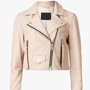 Excellent Condition AllSaints Elora Cropped Leather Biker Jacket